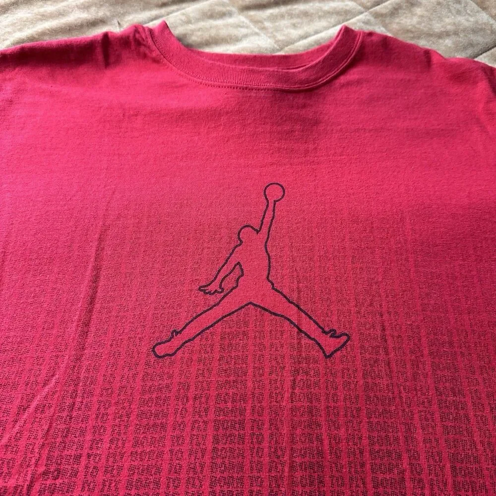 Vintage Air Jordan Born To Fly Shirt Red Black Jumpman Logo Sz L Y2K Basketball